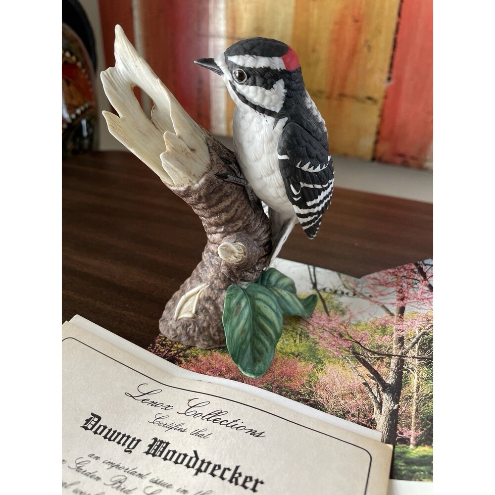 Lenox Downy Woodpecker Fine Porcelain Bird Figurine Handmade w/ COA 1989